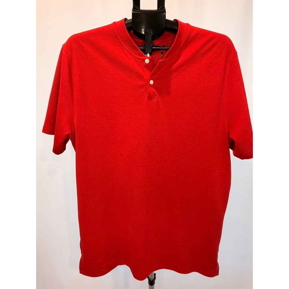 Nike Polo Shirt Red Blade Collar Aero React Tiger Woods Mens Large BV1315-687